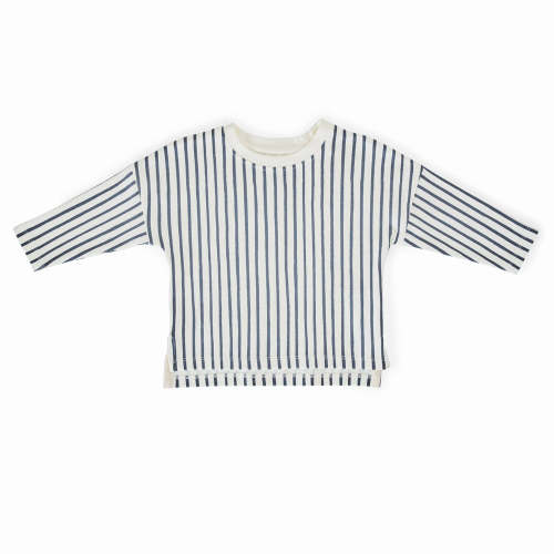 Dropped Shoulder Long Sleeve Top - Stripes Away Ink Blue (18-24 months)