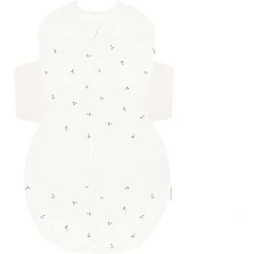 Happiest Baby SNOO Sleep Sack - 100% Organic Cotton Baby Swaddle Blanket - Doctor Designed Promotes Healthy Hip Development (Ivory Cherries, Small)