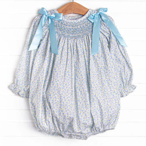 Bow Me Away Smocked Bubble, Blue – Stitchy Fish