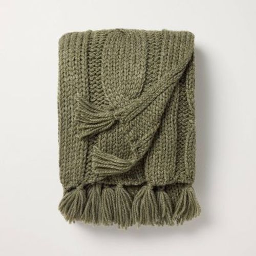 Oversized Cozy Knit Throw Blanket Green - Hearth & Hand™ with Magnolia