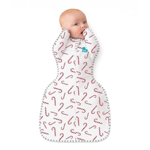 Love to Dream Swaddle Up, Baby Sleep Sack | 1.0 TOG, 8-13 lbs, Candy Canes | Arms Up Swaddle Secure Fit Helps Baby Self-Soothe, Sleep More, Calm Startle Reflex, Newborn Essential 68–75F Wearable Blanket