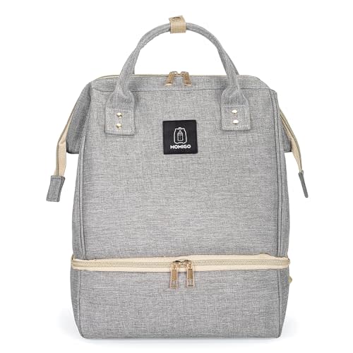 Breast Pump Backpack - Cooler and Moistureproof Bag Double Layer for Mother Outdoor Working Backpack with USB Charging Port, Large (Grey)