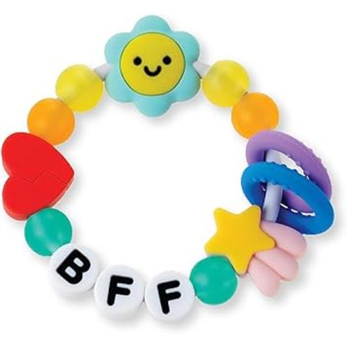Infantino BFF Friendship Baby Teether – Soft Silicone Baby Teething Toy with Textures, Bright Colors, and Easy-Grip Design