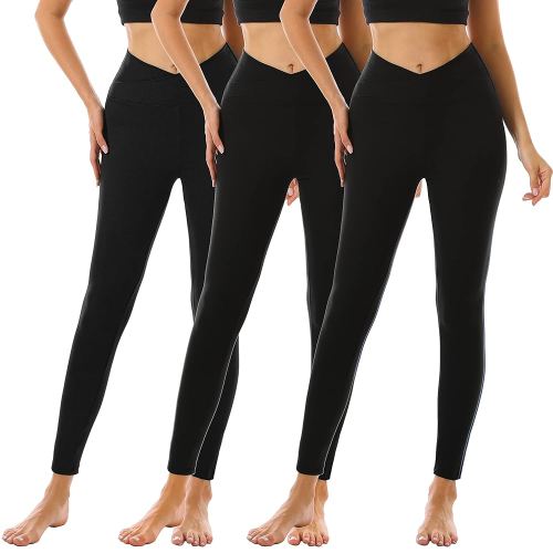 FULLSOFT 3 Pack Leggings for Women High Waisted Soft Black Yoga Pants for Workout Athletic Running Reg & Plus Size