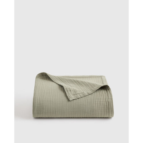 Organic Cotton Gauze Blanket in Dried Sage
