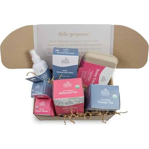 Amazon.com: Earth Mama - Postpartum Recovery Collection, 7-Piece Gift Set | Includes Nipple Butter, Perineal Spray, Perineal Balm, Herbal Sitz Bath, Milkmaid Tea, Periodic Tea & Booby Tubes