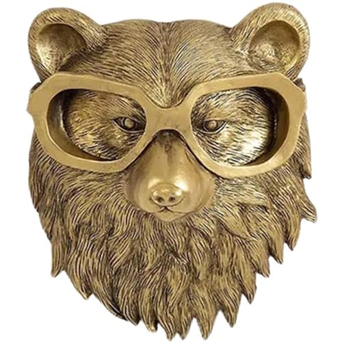 UITWMKTG Gold Animal Head Wall Decor Wall Sculpture Home Decor Statue for Living Room Office Bedroom Modern Decor for Men Women Bear