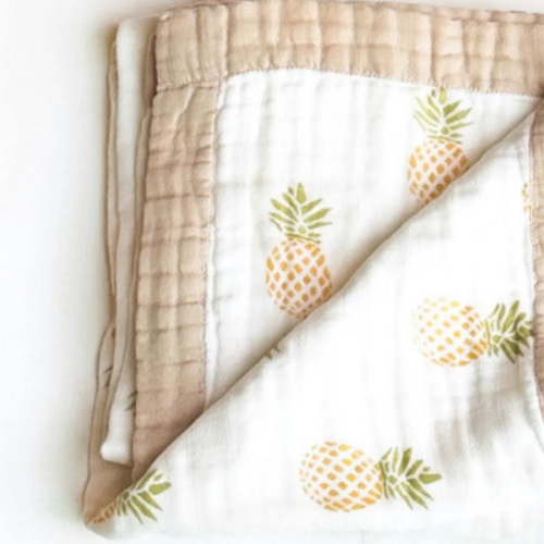 Pineapple 6-Layer Bamboo Muslin Blanket | Tropical Nursery Decor – Coca + B.