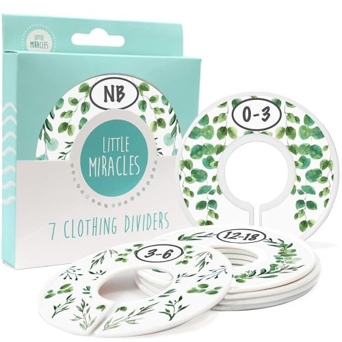 Botanical Nursery Closet Dividers - 7x Size Dividers for Baby Clothes - Eucalyptus Vines Leaf Plant Greenery Decor - Boy or Girl