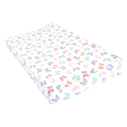 Hudson Baby Unisex Baby Cotton Changing Pad Cover, Pastel Butterfly, One Size