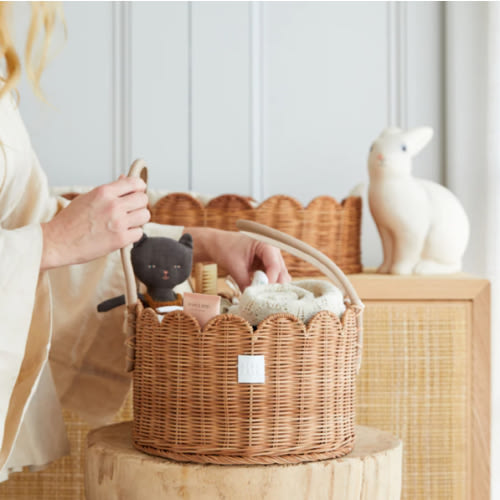 Baby Diaper Caddy Organizer "POPPY" Handmade & Natural by BEBE BASK® – BEBE BASK