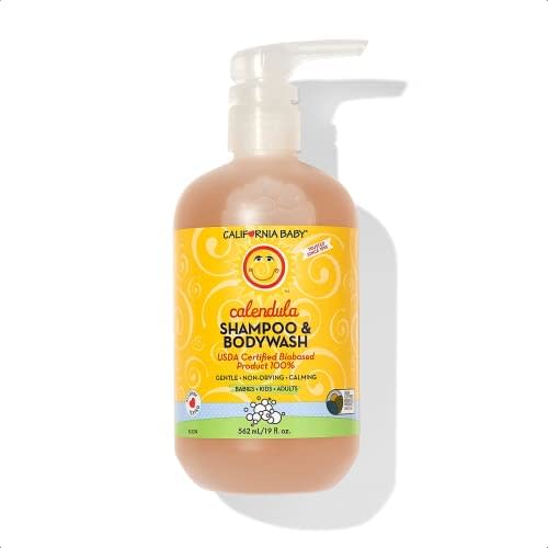 California Baby Calendula Shampoo and Body Wash - Allergy tested Baby Soap and Toddler Shampoo, for Dry, Sensitive Skin, 100% Plant-Based - USDA Certified, 561 mL / 19 fl. oz. (Pack of 1)