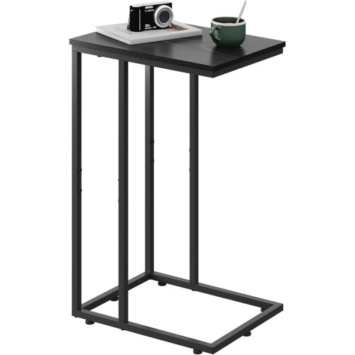 WLIVE Black Side Table,C Shaped End Table for Bedroom, Home Office, Dorm, Living Room Couch Tables, C Shaped TV Tray Table, 2-Tier Side Tables