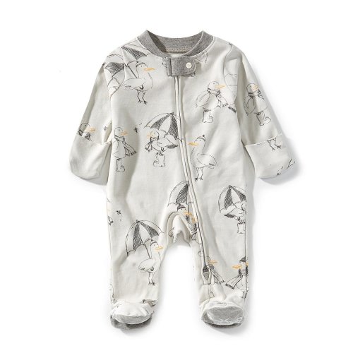 Burt's Bees Baby Boys Long Sleeves Organic Cotton Silly Seagulls Sleep & Play Footie