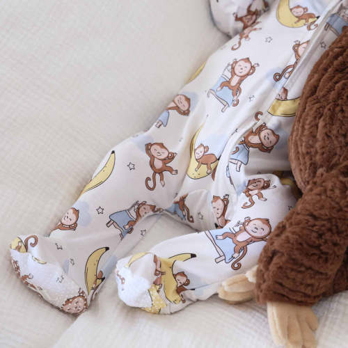 Monkey See, Monkey Snooze Zipper Footie
