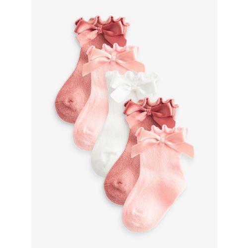 Pink Bow Baby Socks 5 Pack (0mths-2yrs)