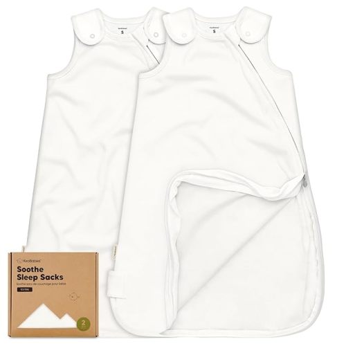 2-Pack Organic Baby Sleep Sacks, 100% Cotton - Soft & Breathable 0.5TOG Baby Wearable Blanket,Toddler Sleeping Sack 0-6 months, Easy to Wear Transitional Swaddles for Newborns, Infants (Soft White, S)