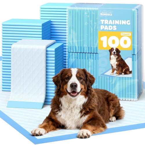 Powools Puppy Pads, 33.5" x 27.5" X-Large 6-Layer 100 Pack Dog Wee Wee Pads with Powerful Absorbency
