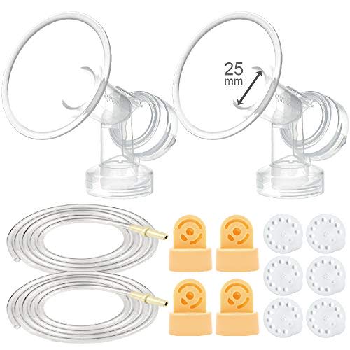Maymom Breast Pump Kit Compatible with Medela Pump in Style Advanced Breast Pumps;2 Breastshields (one-piece, 25mm), 4 Valve, 6 Membrane, & 2 Pump-in-Style Tubing Can Replace Medela Pumpin Style Valve