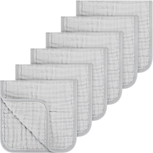 Accmor 6 Pack Muslin Burp Cloths 100% Cotton 20''x10'' Large Extra Soft and Absorbent Baby Burping Cloth for Boys Girls