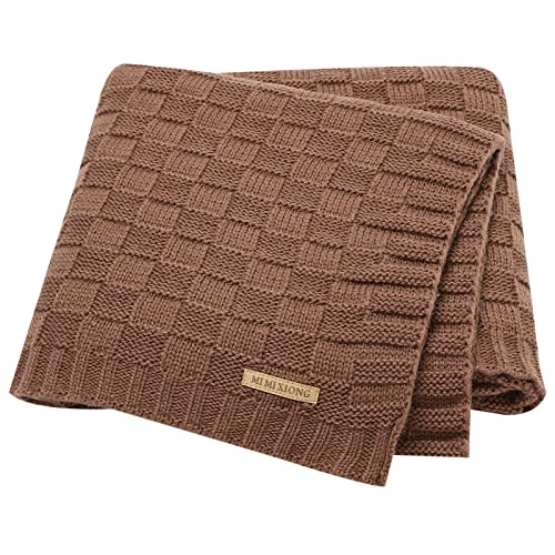 LAWKUL Baby Blankets Knit Cable Babe Blanket Soft Airy Newborn Infant Receiving Swaddling Brown Neutral Crib Stroller 40"x30"