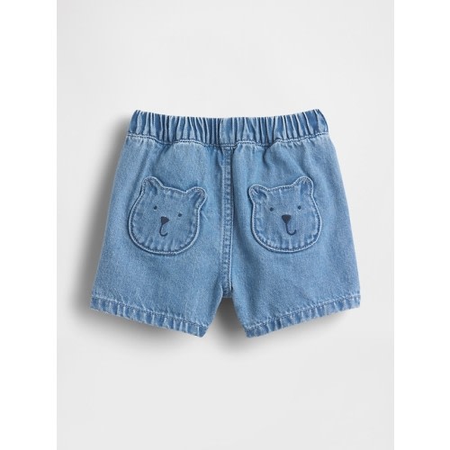 Baby Brannan Bear Pocket Pull-On Denim Shorts