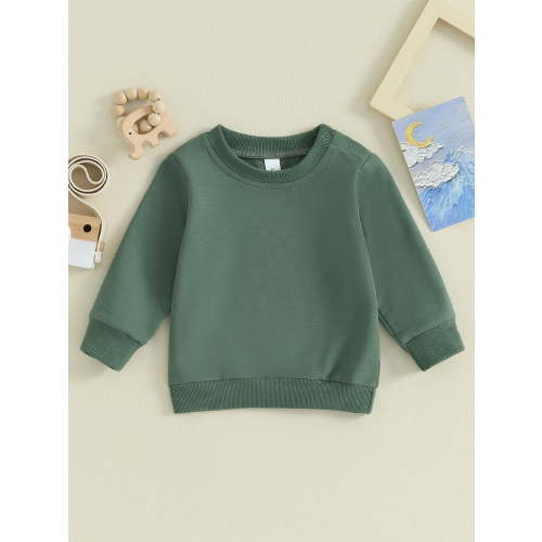 Loicainy Toddler Baby Boy Girl Solid Color Sweatshirts 6 12 18 24 Months 2T 3T Long Sleeve Crewneck Pullover Fall Tops