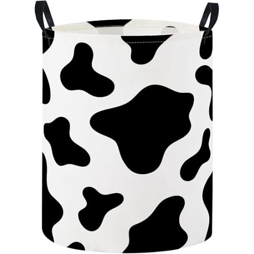 Baby Laundry Basket Baby Nursery Hamper Kids Laundry Basket Toy Storage Bin for Boys Room Decor Gift Baskets for Bedroom Bathroom(Black Cow)
