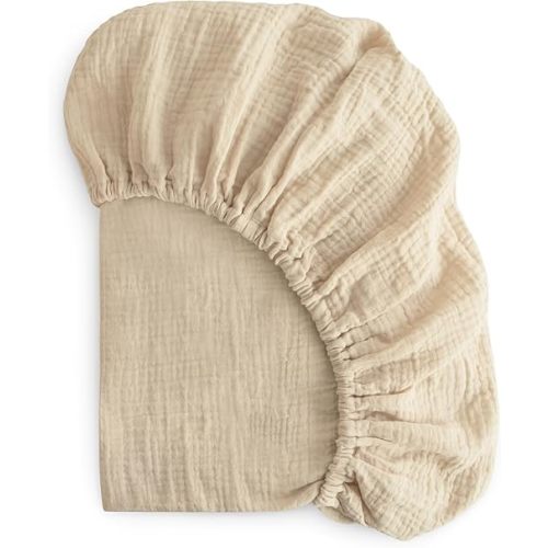 mushie Extra Soft Muslin Fitted Crib Sheet | 192 Thread Count | 28"x 52" (Fog)