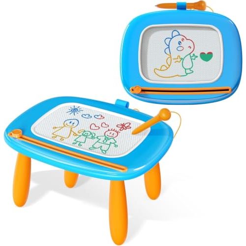Kikidex Magnetic Drawing Board, Toddler Girl Toys for 1-3 Year Old, Doodle Board Pad Learning and Educational Toys for 1 2 3 Year Old Kids Birthday Gift (Light Blue)