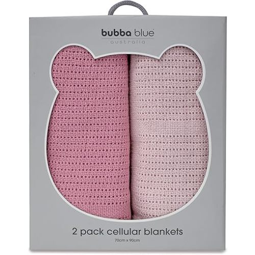 Bubba Blue Cellular Baby Blanket, 70 x 90 cm Size, Dusty Berry/Rose (Pack of 2)