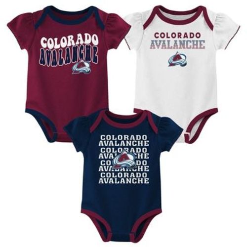 NHL Colorado Avalanche Infant Girls' 3pk Bodysuits - 0-3M