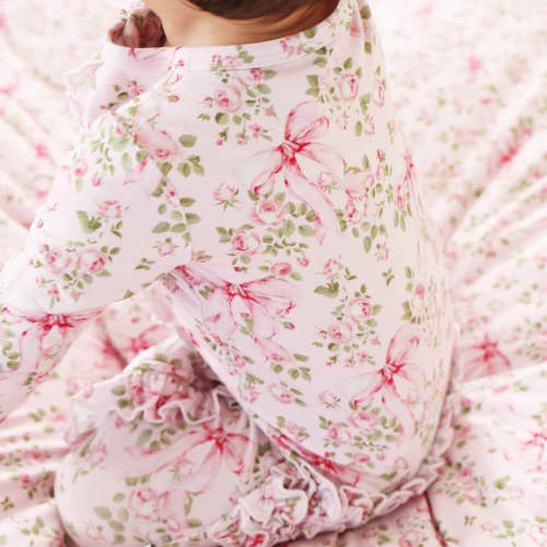Bows in Bloom Ruffle Zipper Footie Caden Lane