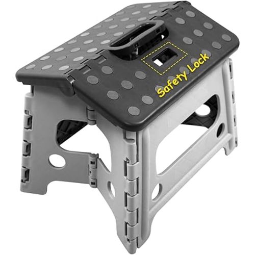Child Step Stool for Kids and Toddlers Bathroom Sink – Foldable Safety Lock to Stable（ Grey ）
