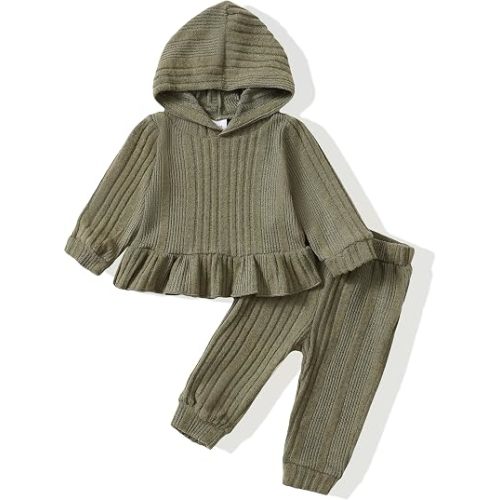 Renotemy Newborn Infant Baby Girl Clothes Outfits Fall Winter Long Sleeve Sweatshirts Pants Cute Baby Girl Outfits Set