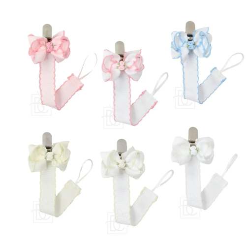 Rosette Bow Pacifier Clip – Little Bear Smocks