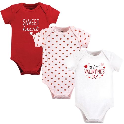 Hudson Baby Infant Girl Cotton Bodysuits, Valentine Sweetheart, 6-9 Months