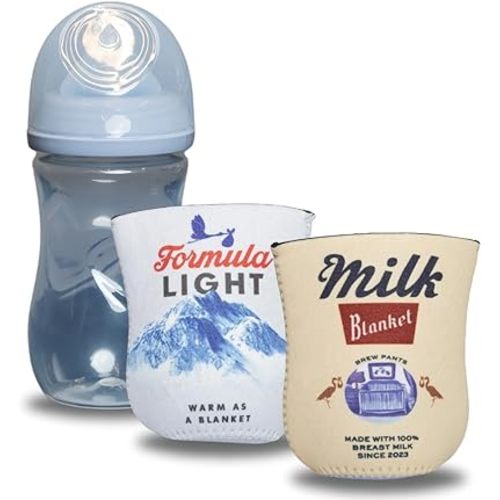 Hard Seltzer Themed Coozies for Baby Bottles - Funny Gift for New Parents & Baby Showers - (2 Premium Designed Neoprene Coozies + BPA/Lead/Phthalate Free Bottle Included)