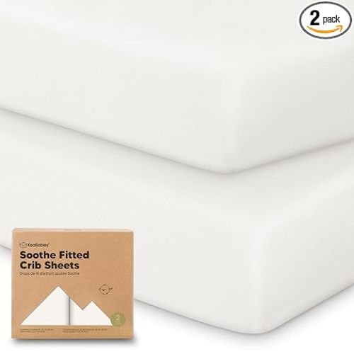 KeaBabies 2-Pack Organic Crib Sheets for Boys, Girls - 52x28 Fitted Crib Mattress Sheet Neutral, Breathable Jersey Cotton Cover for Baby Bed, Toddler Mattress, Soft & Cute Prints (Soft White)