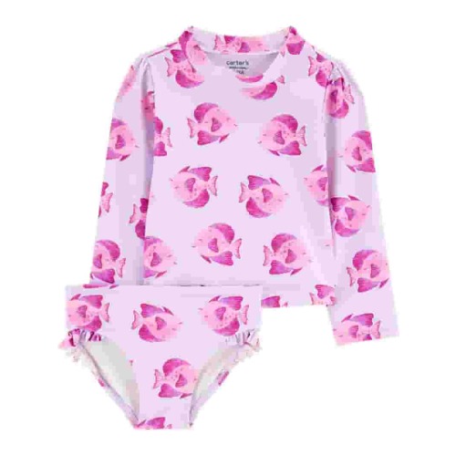Carter’s Child of Mine Baby and Toddler Girl 2-Piece Rash Guard Set, Sizes 0/3M-5T