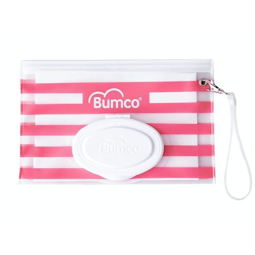 BUMCO Airtight Wipes Dispenser, Keeps Wet, Reusable Refillable Pouch, Diaper Bag Organizer for Travel, Carrying Clutch, Unique Baby Gift for Girl Boy [pink]