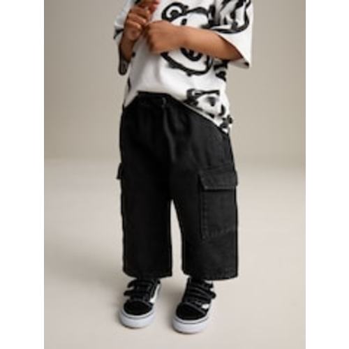 Buy Black Denim Wide Leg Pull On Cargo Jeans (3mths-7yrs) from Next USA