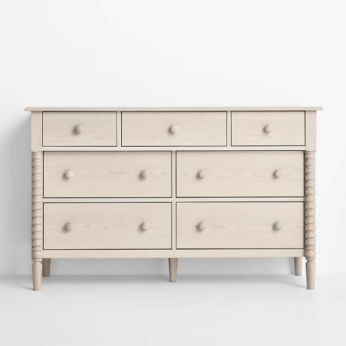 Jenny Lind 54" Washed Natural Wide 7-Drawer Kids Dresser