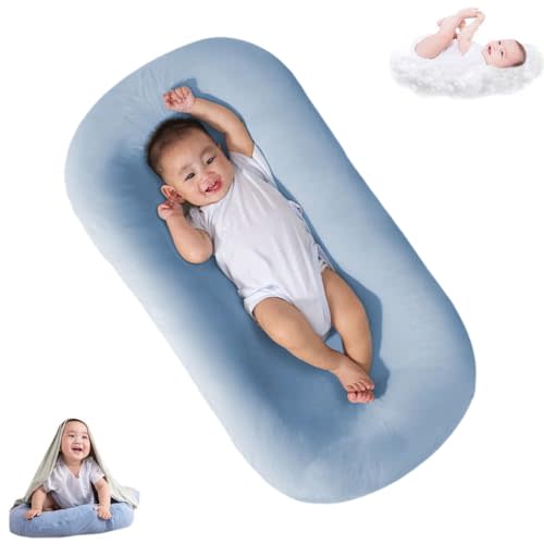 Saanerueen Baby Lounger, Infant Lounger, Baby Lounger for Newborn, Soft Breathable Newborn Lounger for Play & Activity (Blue)