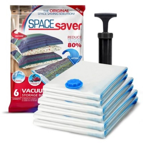 Spacesaver Space Bags Vacuum Storage Bags-Pack of 6 (2 Medium, 2 Large, 2 Jumbo), Clear