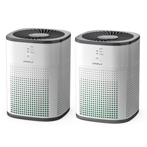CHIVALZ 2 Pack Air Purifier for Bedroom, Air Purifiers for Home Bedroom, Quiet Air Cleaner with 24dB Sleep Mode, H13 HEPA Filter for Pet, White&Black