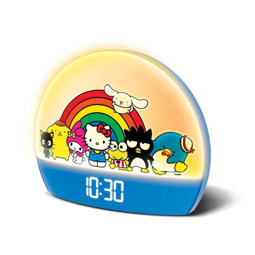 Hello Kitty and Friends Sunrise Alarm Clock - Multicolor Lights, USB Charging, LED Display, and Snooze Function