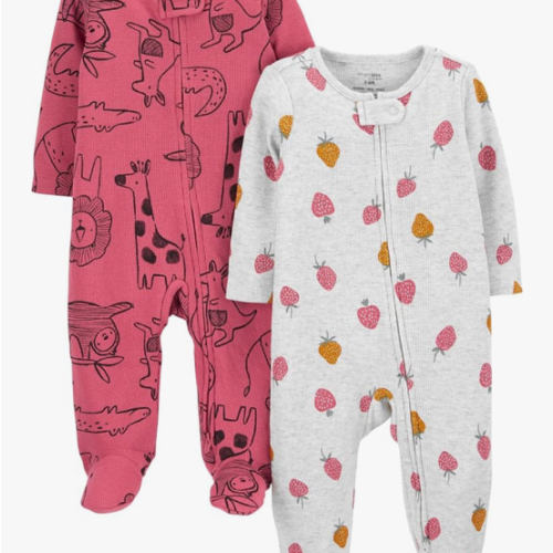Simple Joys by Carter's Baby Girls' 2-way Zip Thermal Footed Sleep and Play, Pack of 2