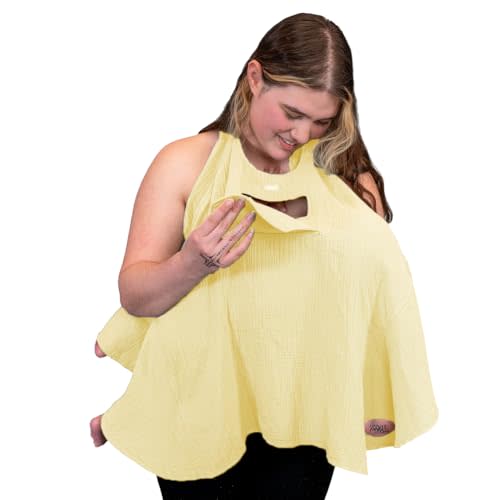 Muslin Nursing Cover for Baby Breastfeeding –Peekaboo Window -100% Breathable Cotton Privacy Nursing Shawl