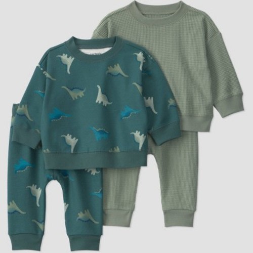 Carter's Just One You® Baby Boys' 4pc Dinosaur Sweatshirt and Joggers Set - Green 6M